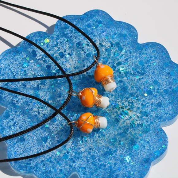 Orange Mushroom Pendant Necklace - Picture 7 of 9